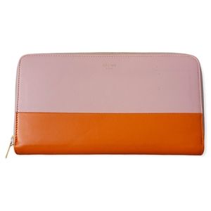 CELINE Colorblock Large Zipped Wallet Phoebe Philo Orange Pink Gold